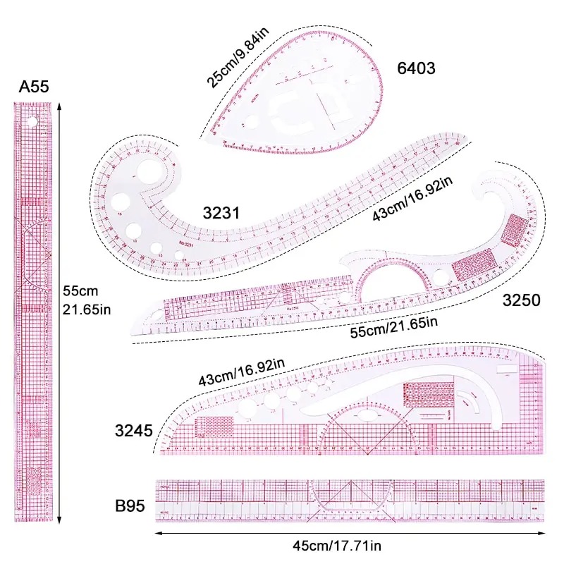 6PCS French Curve Ruler Soft P - đánh giá và giá Sewing Gauge Ruler