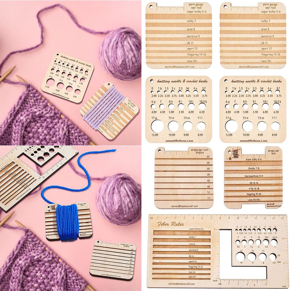 3/4pcs Wood Knitting Needle Ga - đánh giá và giá Sewing Gauge Ruler