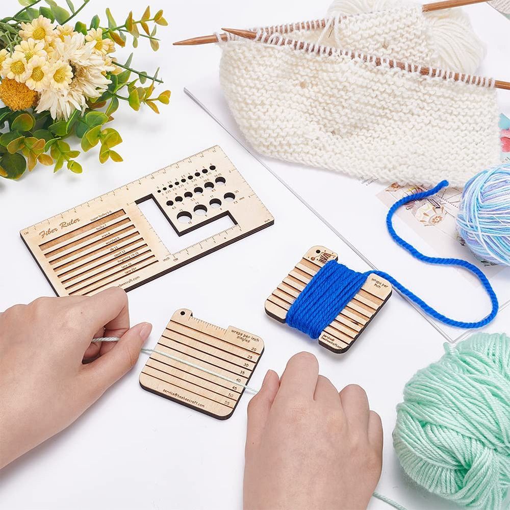 3/4pcs Wood Knitting Needle Ga - đánh giá và giá Sewing Gauge Ruler